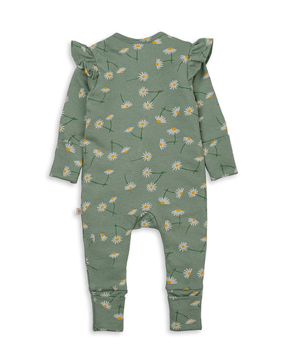 Tiny Twig Green Sleepsuit-100% Organic Cotton-Daisy-For Infants