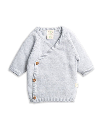 Tiny Twig Grey Kimono Jhabla Set-100% Organic Cotton Knit-Solid-For Infants