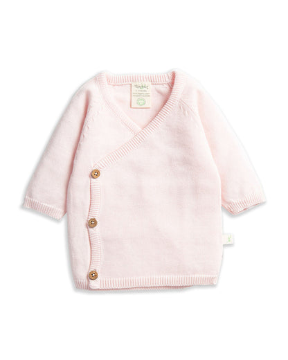 Tiny Twig Pastel Pink Kimono Jhabla Set-100% Organic Cotton Knit-Solid-For Infants
