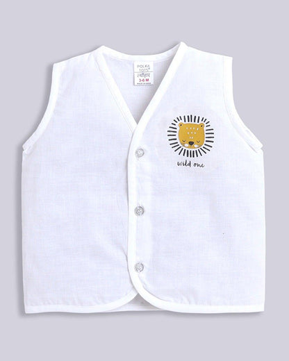 Polka Tots White Jhablas-Cotton-Printed-Pack of 3-For Infants