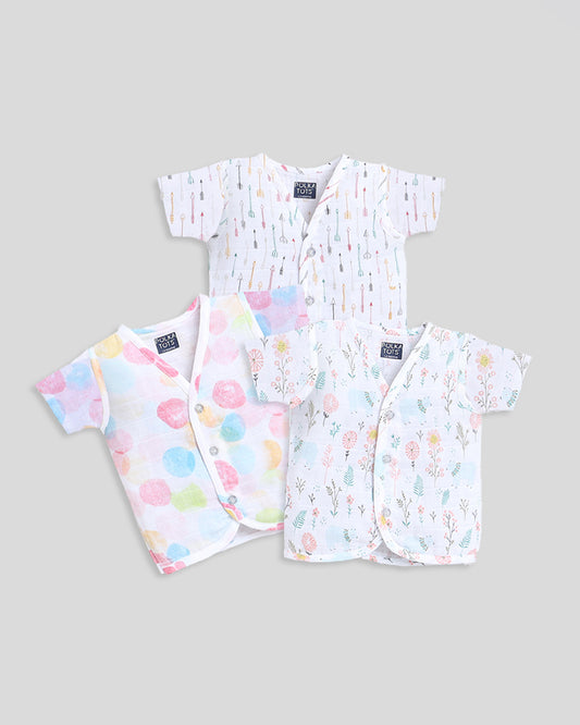 Polka Tots Multicolor Jhablas-Cotton-Printed-Pack of 3-For Infants