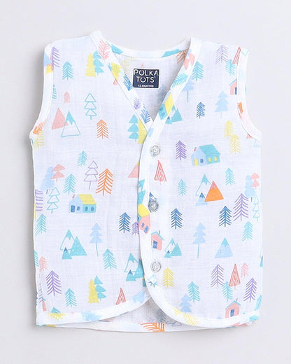 Polka Tots Multicolor Jhabla Vests-Cotton-Printed-Pack of 3-For Infants