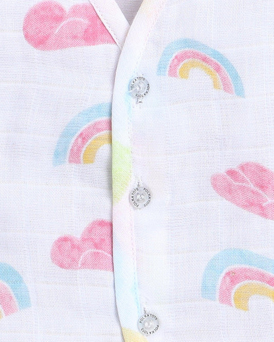 Polka Tots Multicolor Jhabla Vests-Cotton-Printed-Pack of 3-For Infants