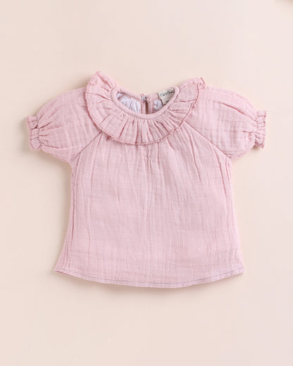 Cot & Candy Blush Pink Top & Bloomer Set-Organic Muslin-Solid-For Infants