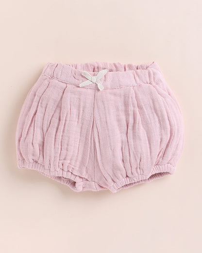 Cot & Candy Blush Pink Top & Bloomer Set-Organic Muslin-Solid-For Infants