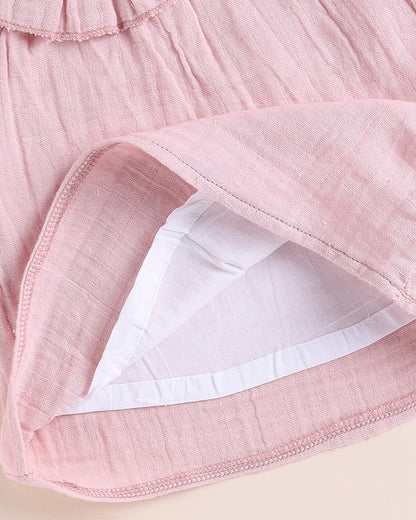 Cot & Candy Blush Pink Top & Bloomer Set-Organic Muslin-Solid-For Infants
