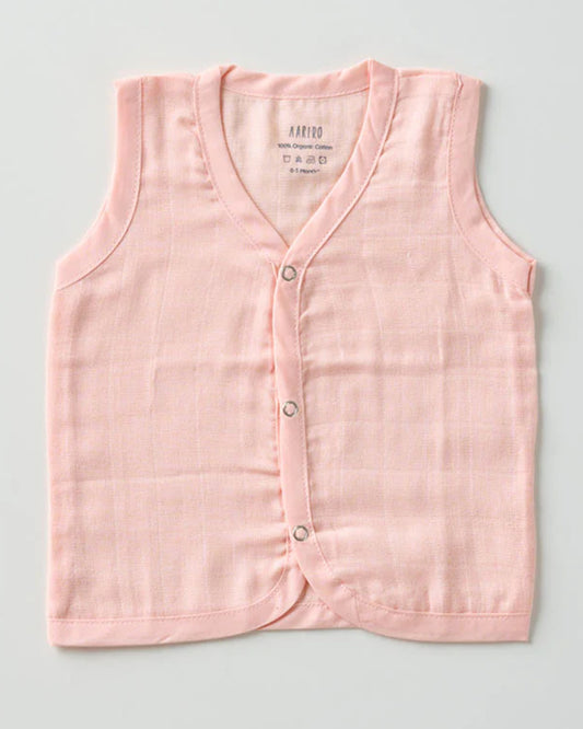 Aariro White & Peach Jhablas-100% GOTS Certified Organic Cotton-Honey Bunny-Pack of 3-For Infants