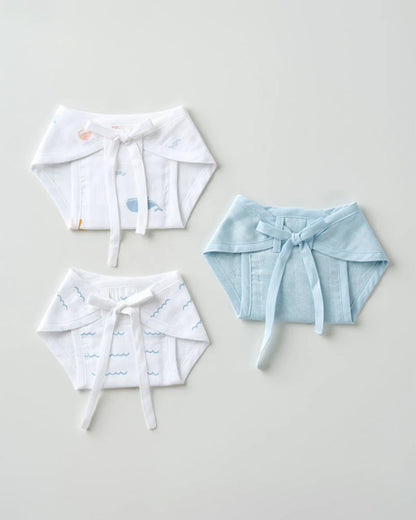 Aariro Under The Sea Cloth Nappy Combo-100% Organic Cotton-Washable & Reusable-Pack of 3