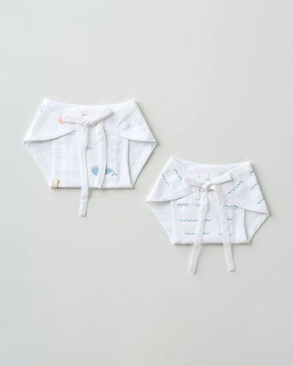 Aariro Under The Sea Cloth Nappy Combo-100% Organic Cotton-Washable & Reusable-Pack of 2