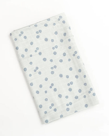 BeeLittle Baby Bath Towel-100% Organic Cotton Muslin-Blue Dots