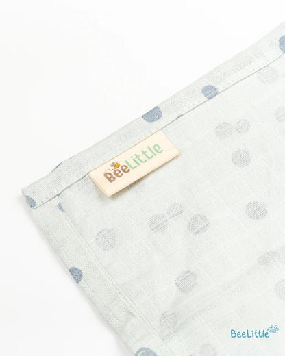 BeeLittle Baby Bath Towel-100% Organic Cotton Muslin-Blue Dots