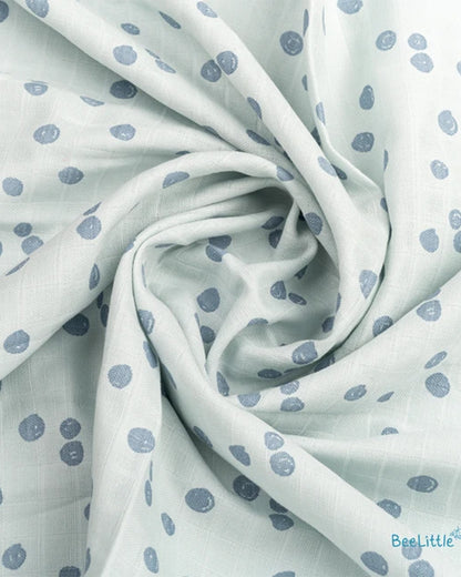 BeeLittle Baby Bath Towel-100% Organic Cotton Muslin-Blue Dots