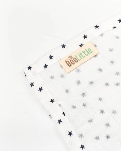 BeeLittle Baby Bath Towel-100% Organic Cotton Muslin-Navy Stars