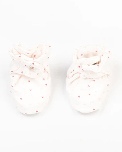 Beelittle White Caps, Booties & Mittens Set-Cotton-Little Hearts-For Infants