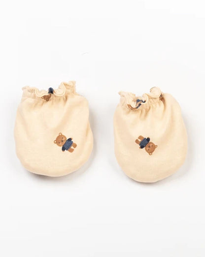 Beelittle Skin Caps, Booties & Mittens Set-Cotton-Teddy Ted-For Infants