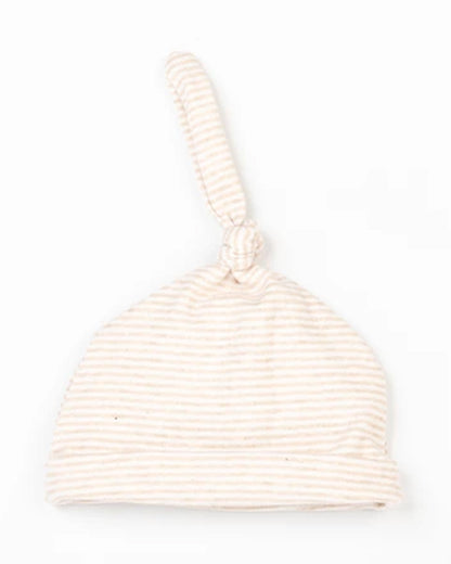 Beelittle Peach Caps, Booties & Mittens Set-Cotton-Grey Line-For Infants