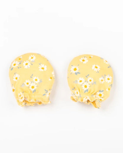 Beelittle Yellow Caps, Booties & Mittens Set-Cotton-Gypsy Flowers-For Infants