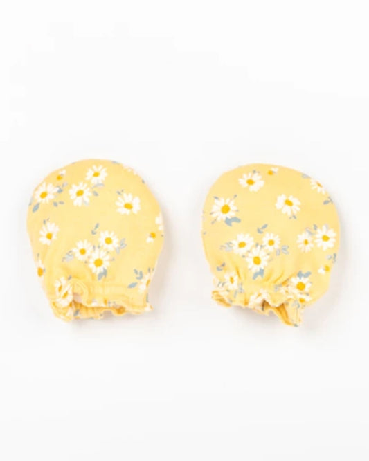 Beelittle Yellow Caps, Booties & Mittens Set-Cotton-Gypsy Flowers-For Infants