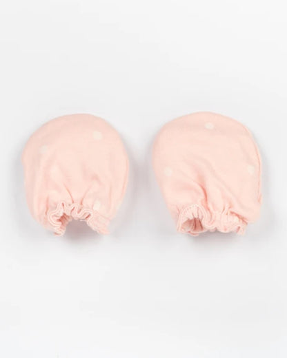 Beelittle Peach Mittens-Cotton-Polka Dots-For Infants