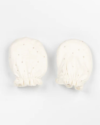 Beelittle White Mittens-Cotton-Grey Star-For Infants