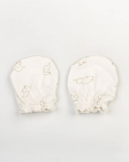 Beelittle White Mittens-Cotton-Elephant-For Infants