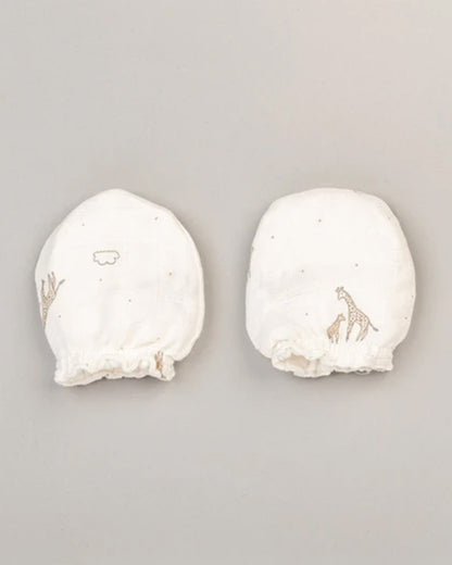 Beelittle White Mittens-Organic Muslin-Giffy-For Infants