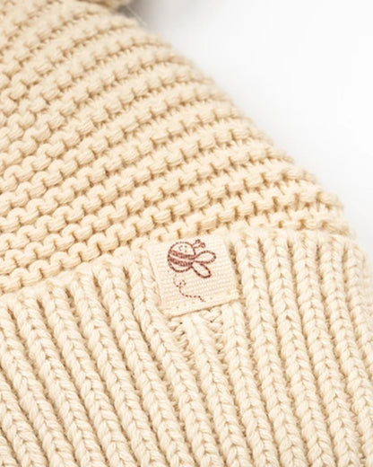 Beelittle Beige Knitted Cap-Organic Cotton-Solid-For Infants