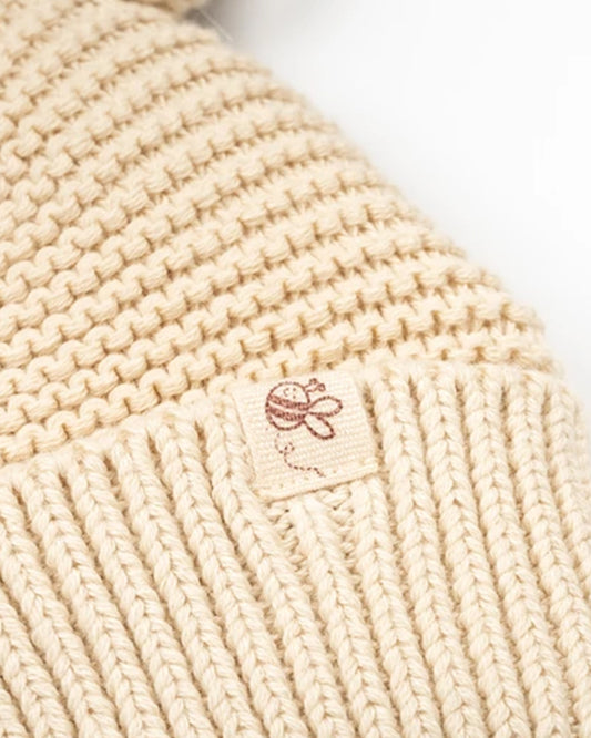 Beelittle Beige Knitted Cap-Organic Cotton-Solid-For Infants