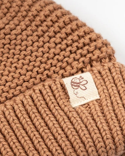 Beelittle Tan Knitted Cap-Organic Cotton-Solid-For Infants