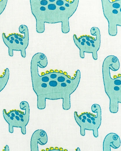 Beelittle White & Turquoise Jhabla-Organic Cotton-Green Saurus-Newborn