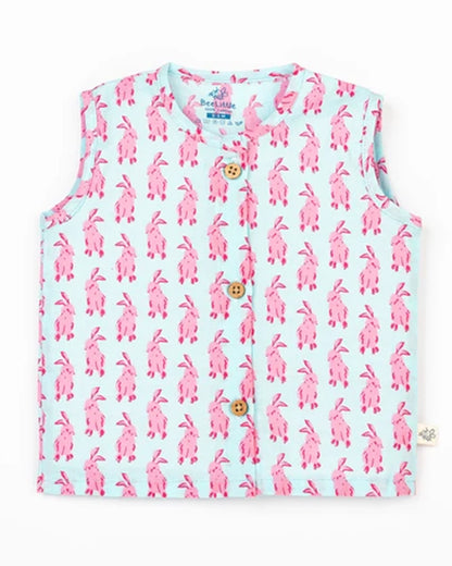 Beelittle Light Blue Jhabla-Organic Cotton-Pink Buck-Newborn
