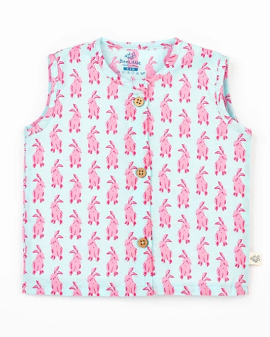 Beelittle Light Blue Jhabla-Organic Cotton-Pink Buck-Newborn