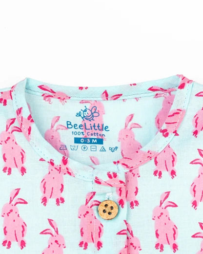 Beelittle Light Blue Jhabla-Organic Cotton-Pink Buck-Newborn