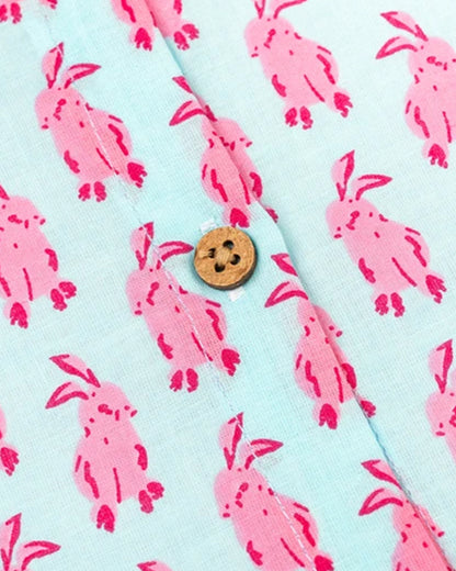 Beelittle Light Blue Jhabla-Organic Cotton-Pink Buck-Newborn