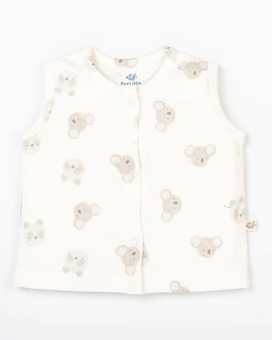 Beelittle White & Light Grey Jhablas-Cotton-Koala-Pack of 2-For Infants