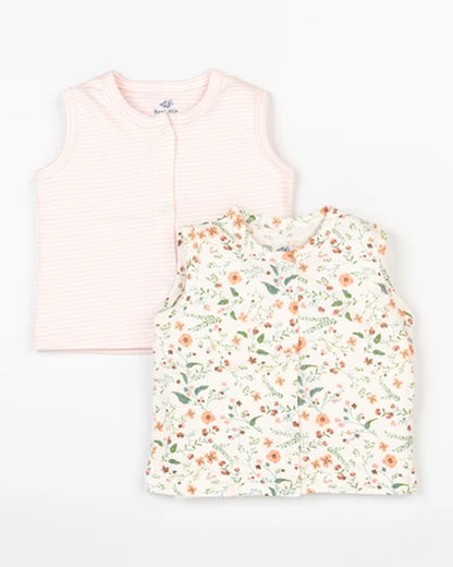 Beelittle Peach & Multicolor Jhablas-Cotton-Pinky Buds-Pack of 2-For Infants