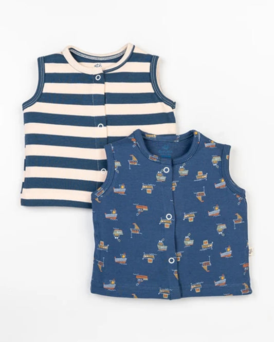 Beelittle Blue Jhablas-Cotton-Coracle-Pack of 2-For Infants