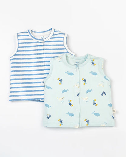 Beelittle Blue Jhablas-Cotton-Frozen Animals-Pack of 2-For Infants