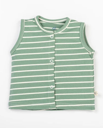 Beelittle Sage Green & Cream Jhablas-Cotton-Ele & Cat-Pack of 2-For Infants