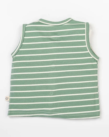 Beelittle Sage Green & Cream Jhablas-Cotton-Ele & Cat-Pack of 2-For Infants