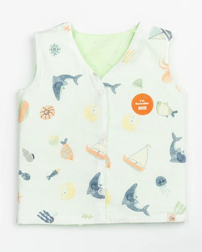 Beelittle Light Blue Jhablas-Organic Cotton-Dolphins-For Infants