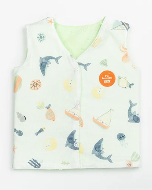 Beelittle Light Blue Jhablas-Organic Cotton-Dolphins-For Infants