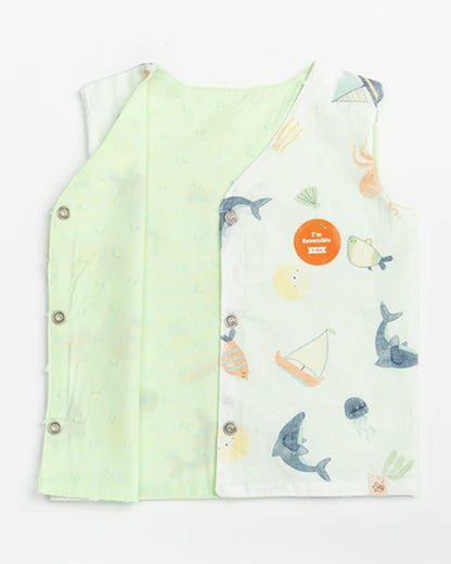 Beelittle Light Blue Jhablas-Organic Cotton-Dolphins-For Infants