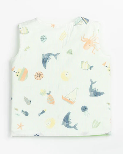 Beelittle Light Blue Jhablas-Organic Cotton-Dolphins-For Infants