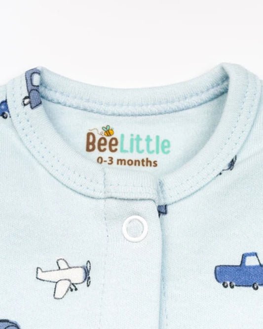 Beelittle Light Blue & Peach Jhablas-Cotton-Vehicles-Pack of 2-For Infants