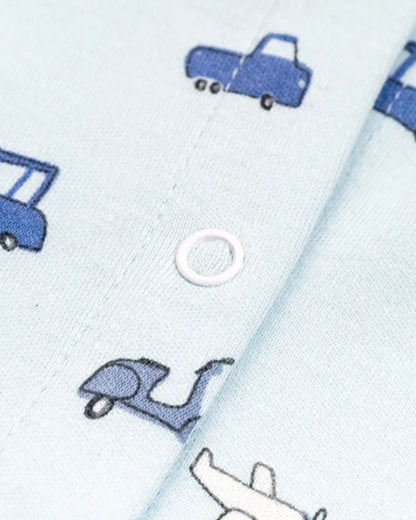 Beelittle Light Blue & Peach Jhablas-Cotton-Vehicles-Pack of 2-For Infants