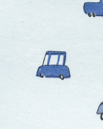 Beelittle Light Blue & Peach Jhablas-Cotton-Vehicles-Pack of 2-For Infants