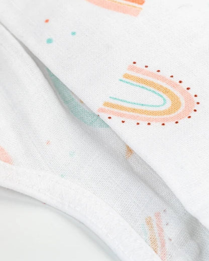 BeeLittle Peach Rainbow Knotted Nappy-Organic Cotton-Washable & Reusable-0 to 3M-Pack of 3