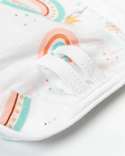 BeeLittle Peach Rainbow Knotted Nappy-Organic Cotton-Washable & Reusable-0 to 3M-Pack of 3