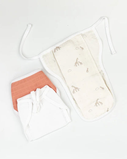 BeeLittle Giffy Knotted Nappy-Organic Cotton-Washable & Reusable-0 to 3M-Pack of 3